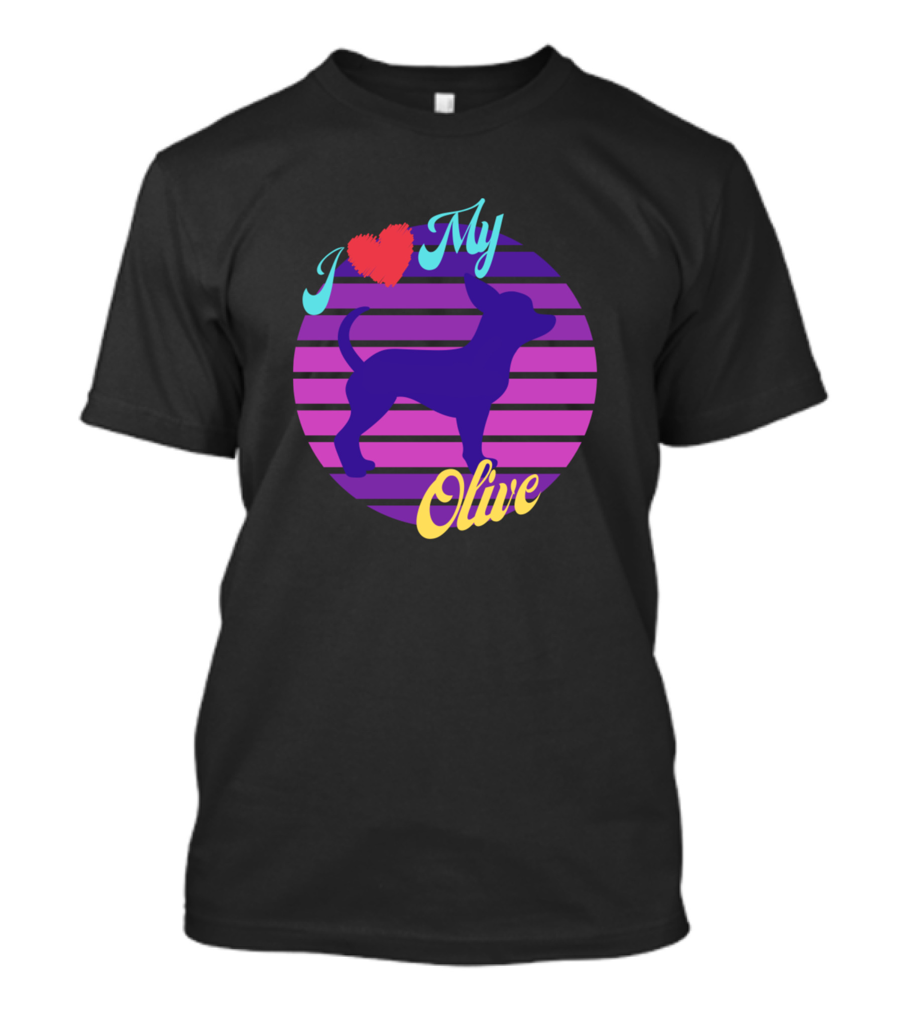 I Love My Olive Chihuahua Retro Sunset T-Shirt