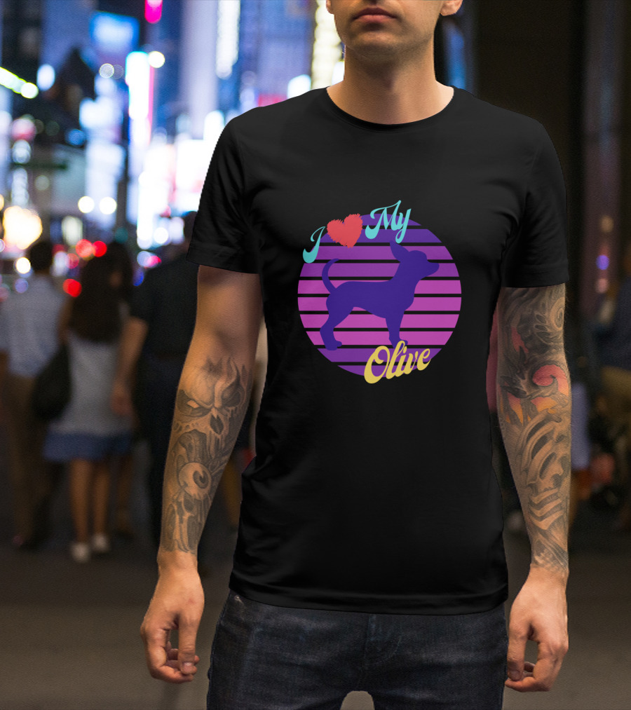 I Love My Olive Chihuahua Retro Sunset T-Shirt