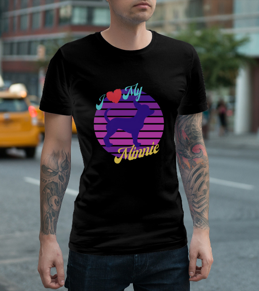 I Love My Minnie Chihuahua Retro Sunset T-Shirt