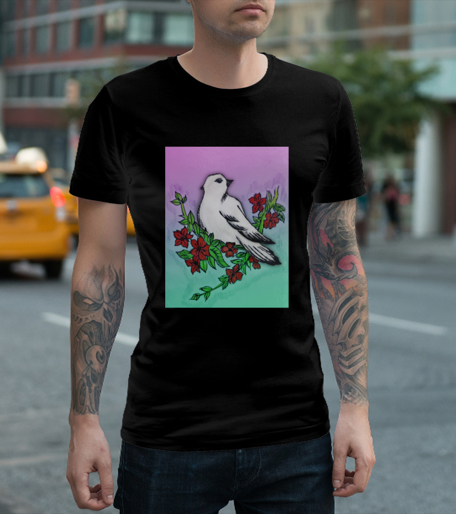 One Of The Best Beauty Of Nature Bird Amongst Red Blossom T-Shirt