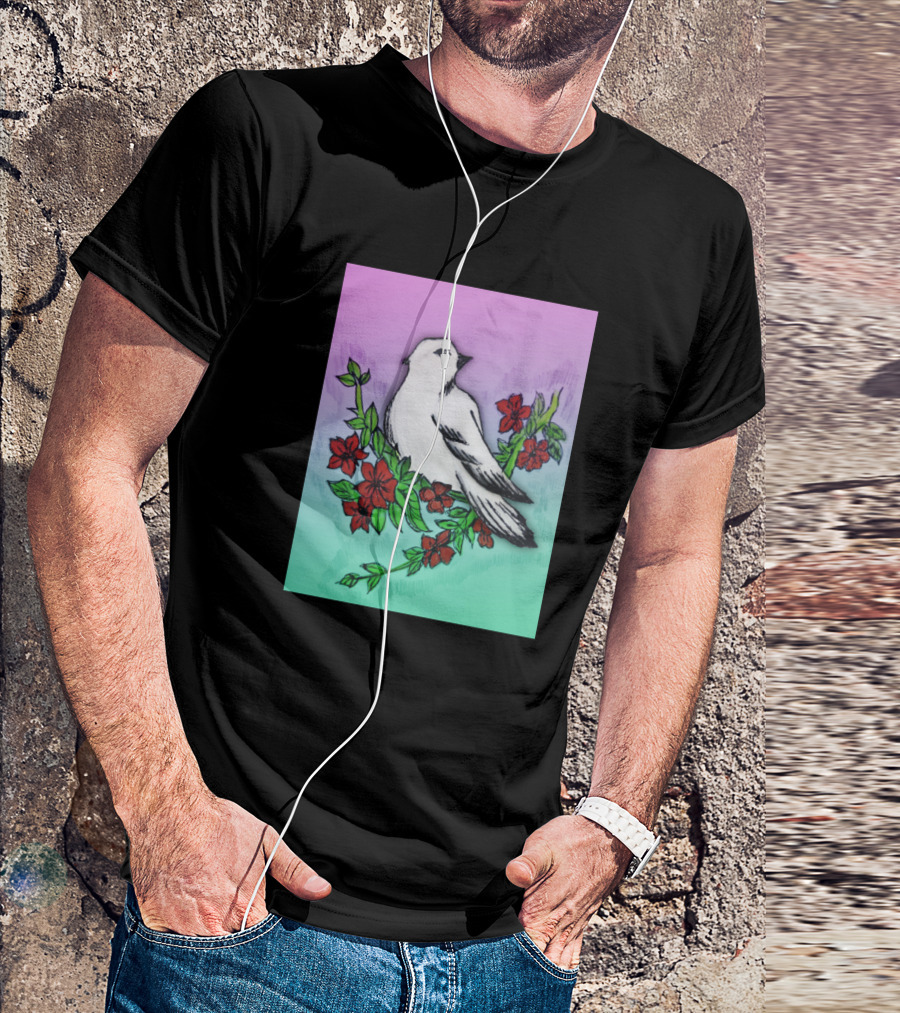 One Of The Best Beauty Of Nature Bird Amongst Red Blossom T-Shirt