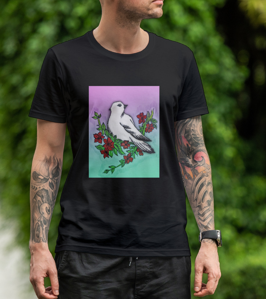 One Of The Best Beauty Of Nature Bird Amongst Red Blossom T-Shirt