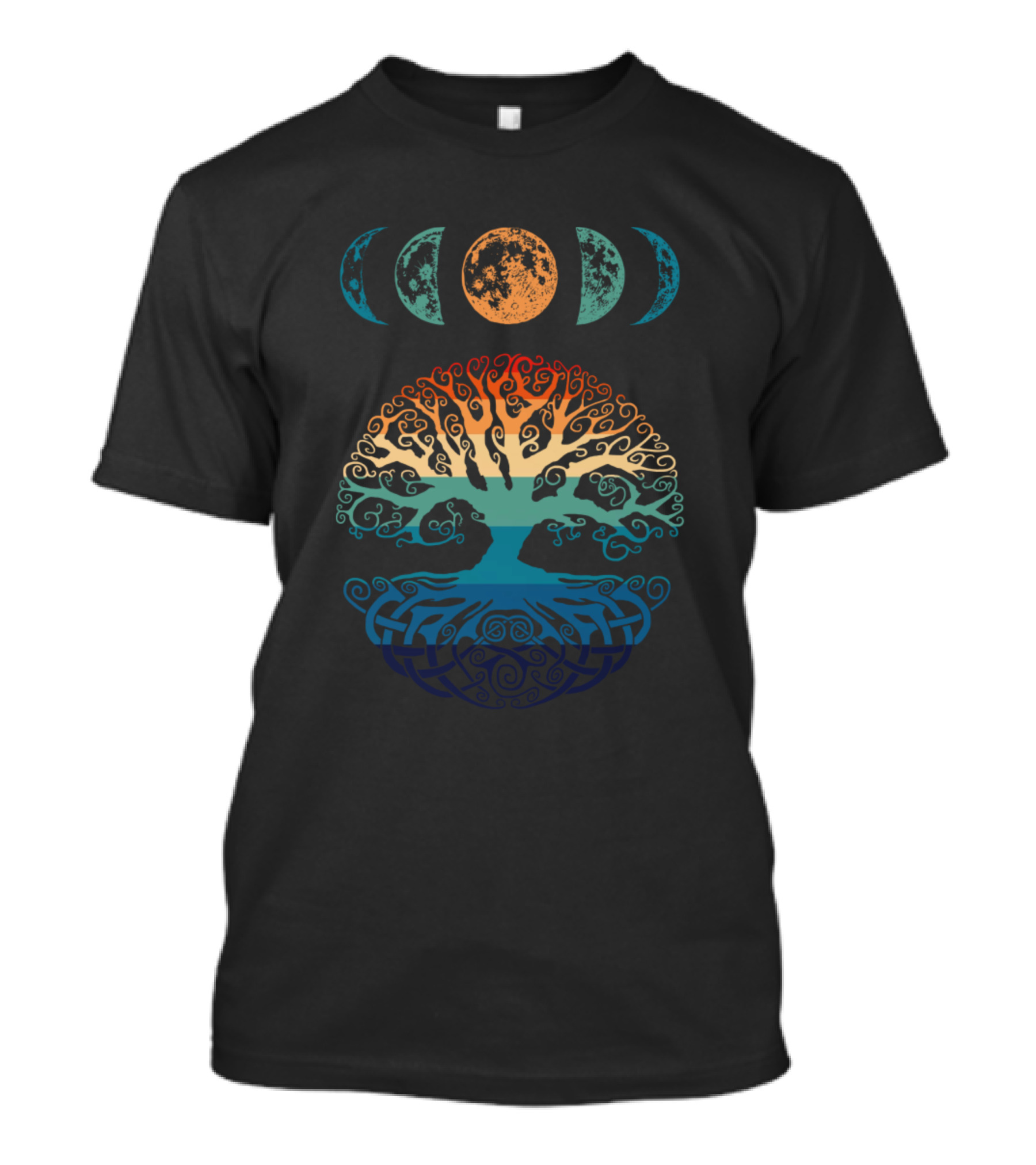 Phases Of The Moon Tree Of Life Retro 60s 70s Vibe T-Shirt