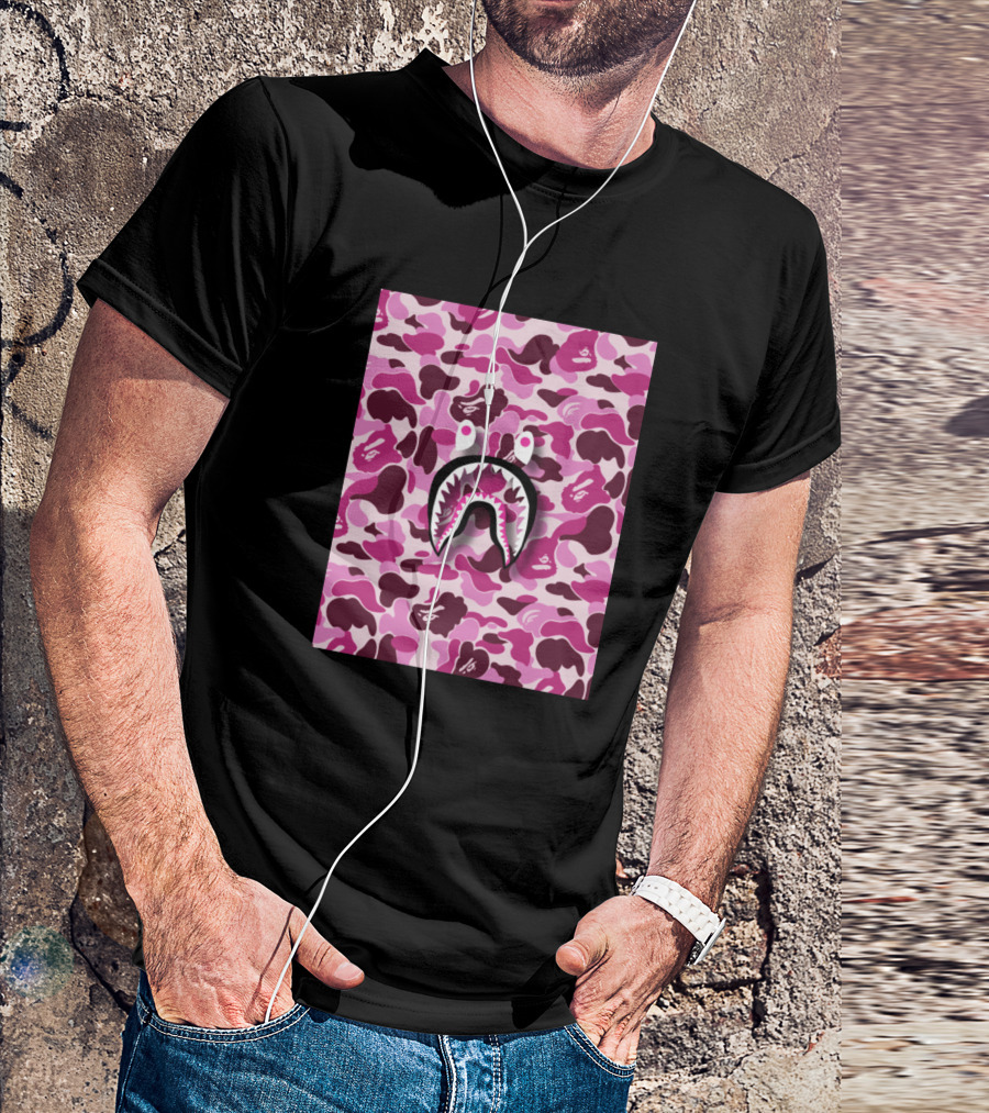 Pink Bape Shark Camo T-Shirt