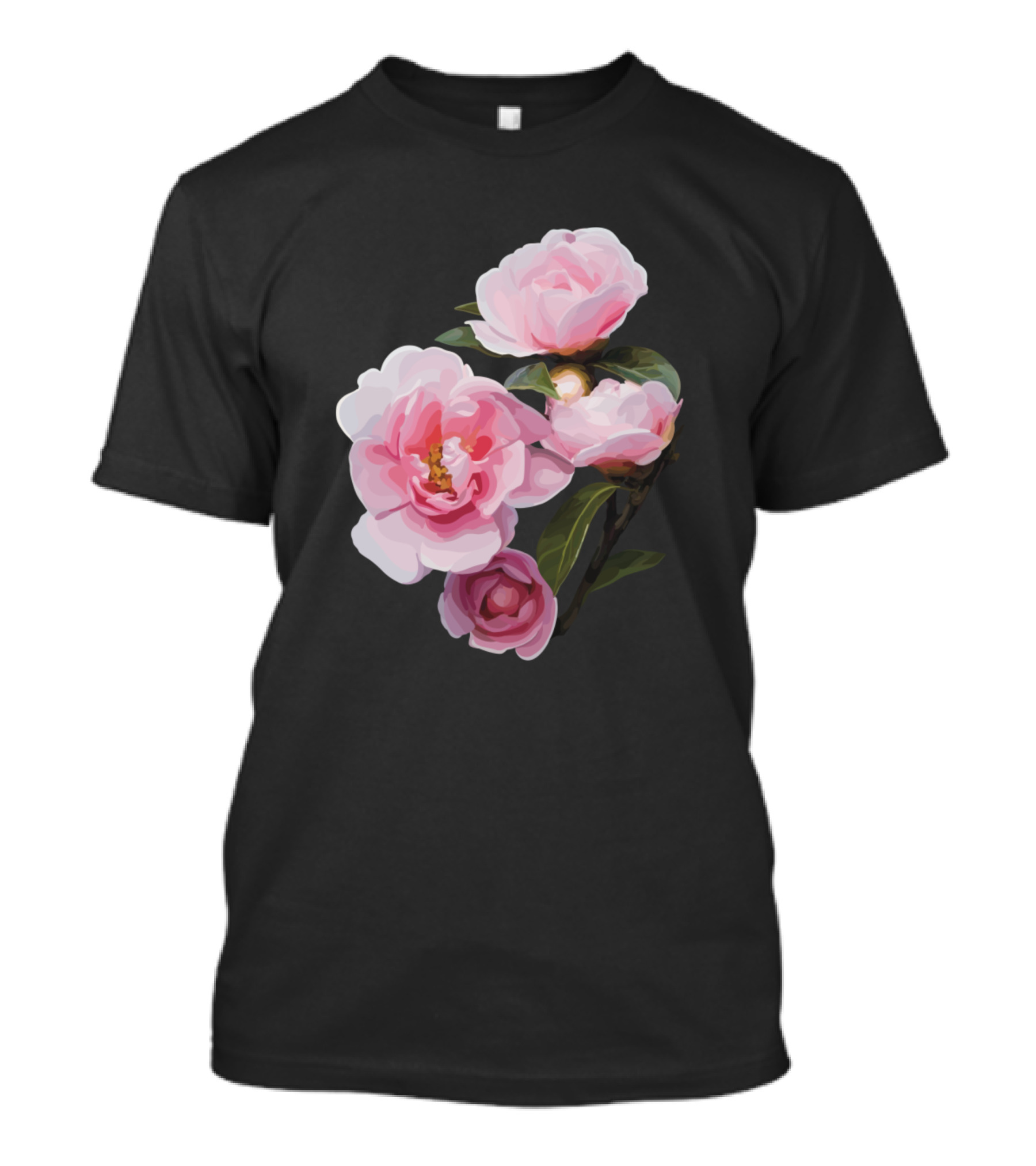 Pretty Pink Floral Roses On A Stem Bouquet T-Shirt