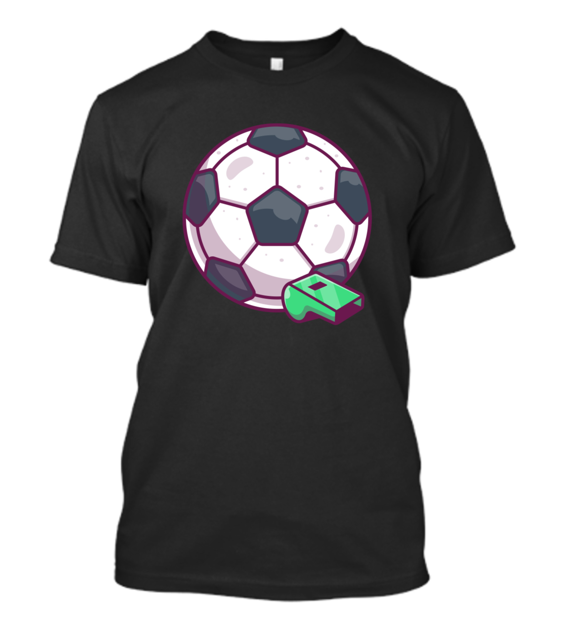 Soccer Ball With Green Whistle Cartoon T-Shirt