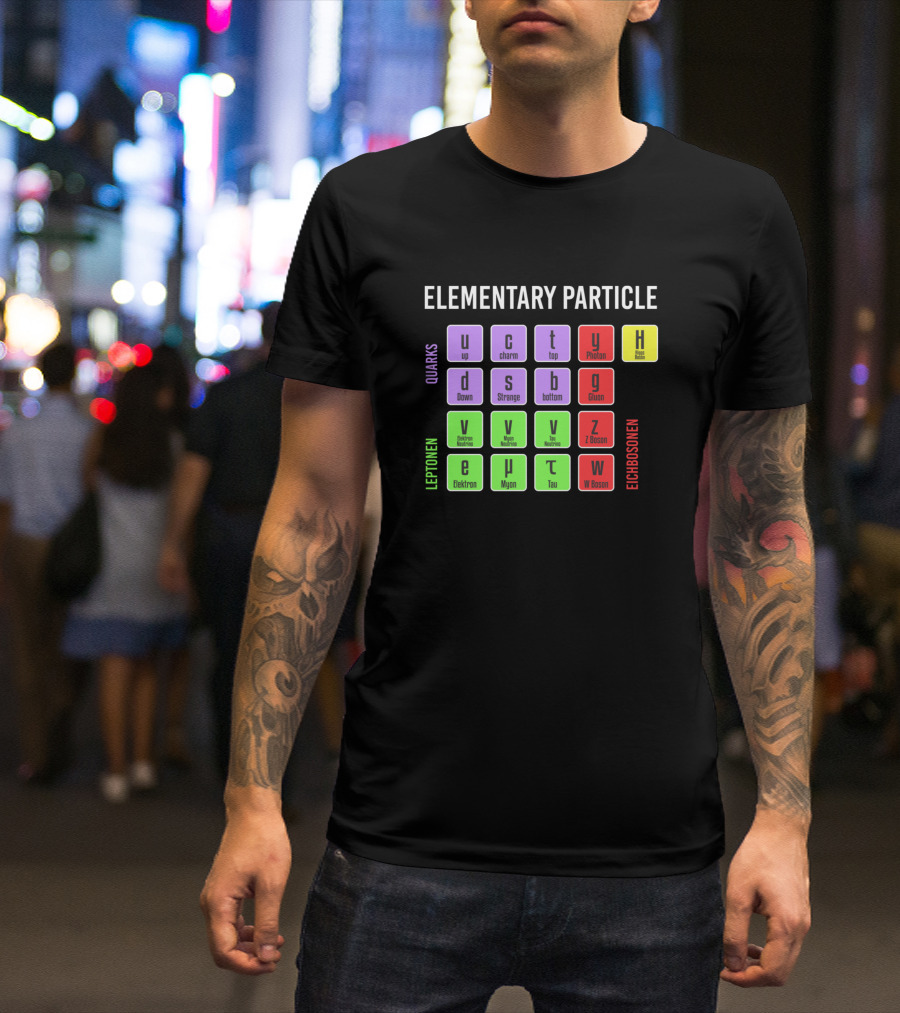 Elementary Particle Chart Quarks Leptonen Eichbosonen T-Shirt