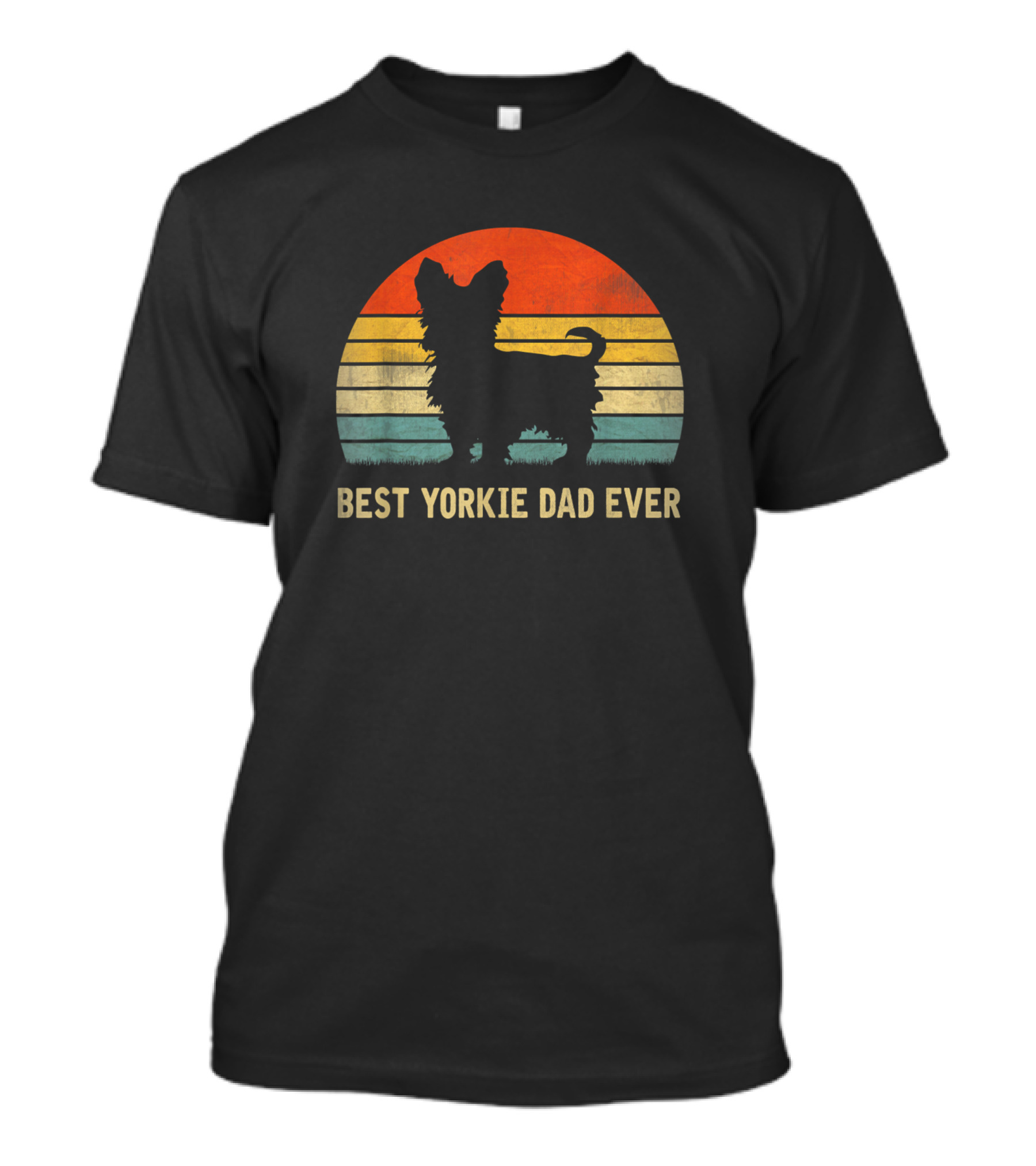 Vintage Sunset Silhouette Best Yorkie Dad Ever T-Shirt