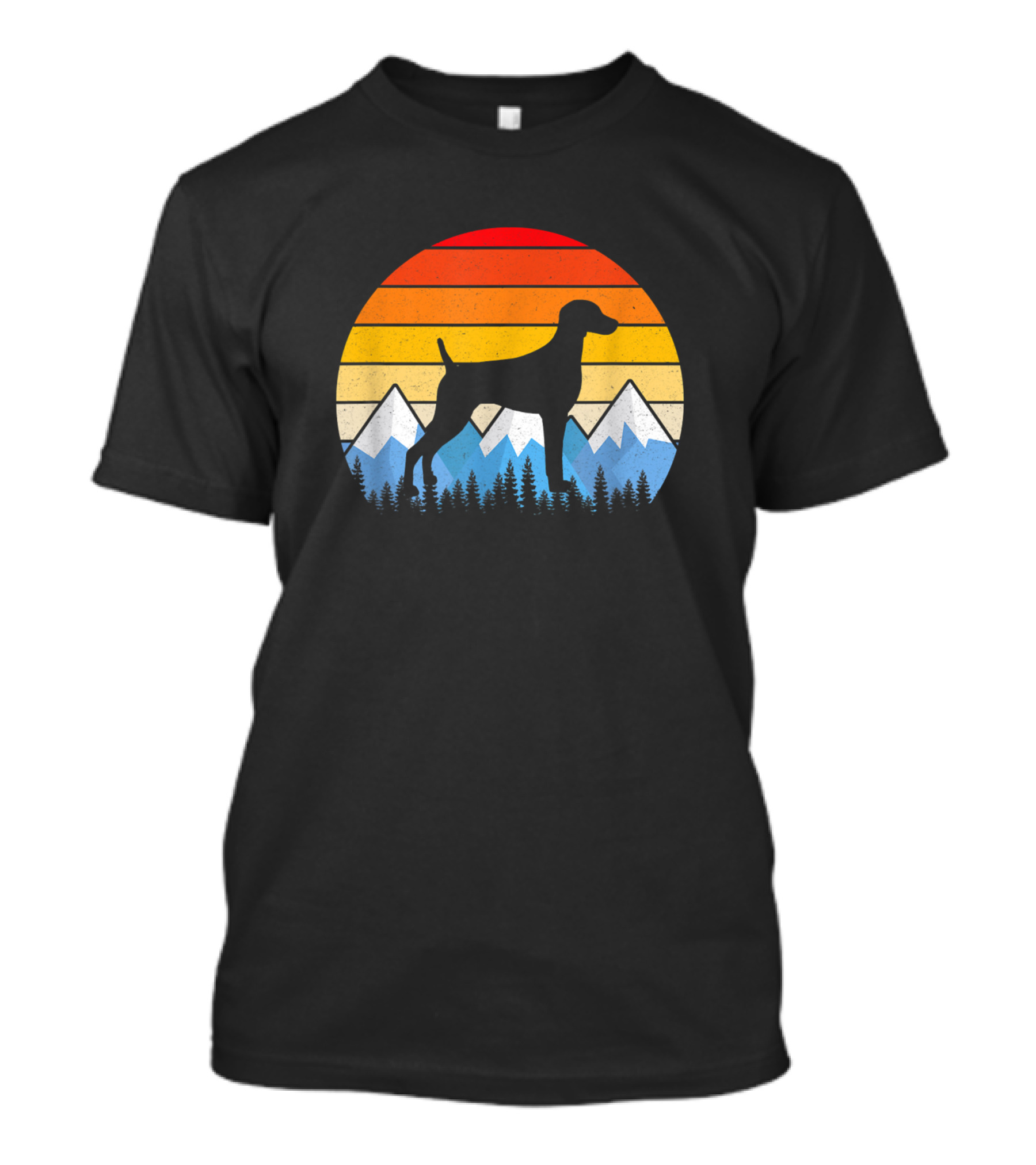 Vintage Retro Weimaraner Mountain Silhouette Weimaraner Lovers T-Shirt