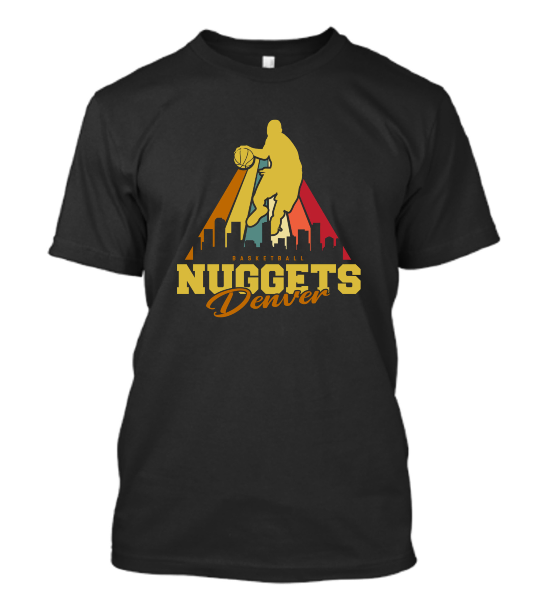 Nuggets Basketball Denver Skyline Retro T-Shirt