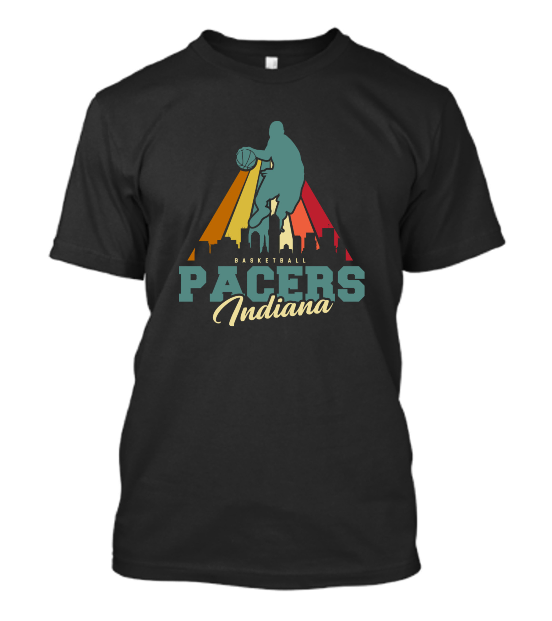 Indiana Pacers Basketball Skyline With Player T-Shirt