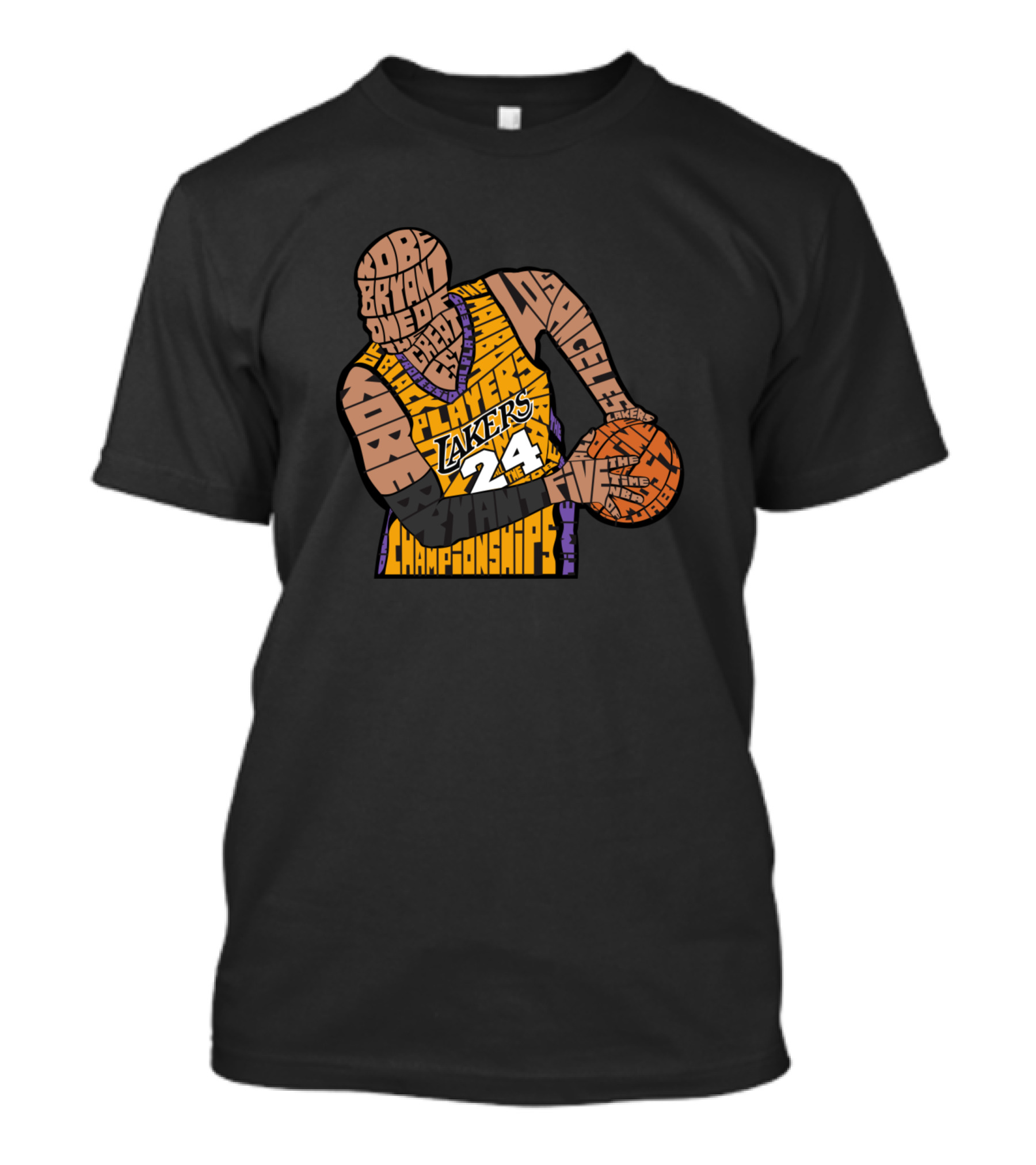 Kobe Bryant Los Angeles Lakers 24 Calligram Players Championship T-Shirt