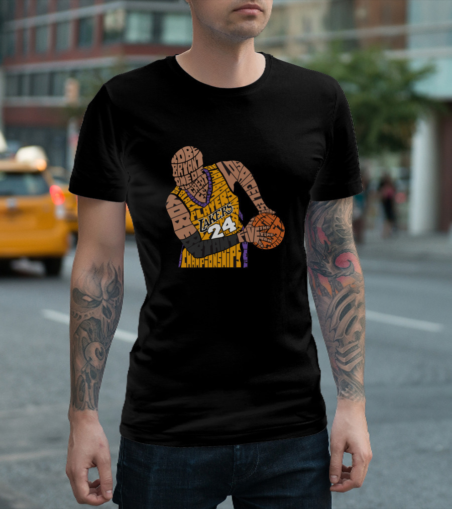 Kobe Bryant Los Angeles Lakers 24 Calligram Players Championship T-Shirt