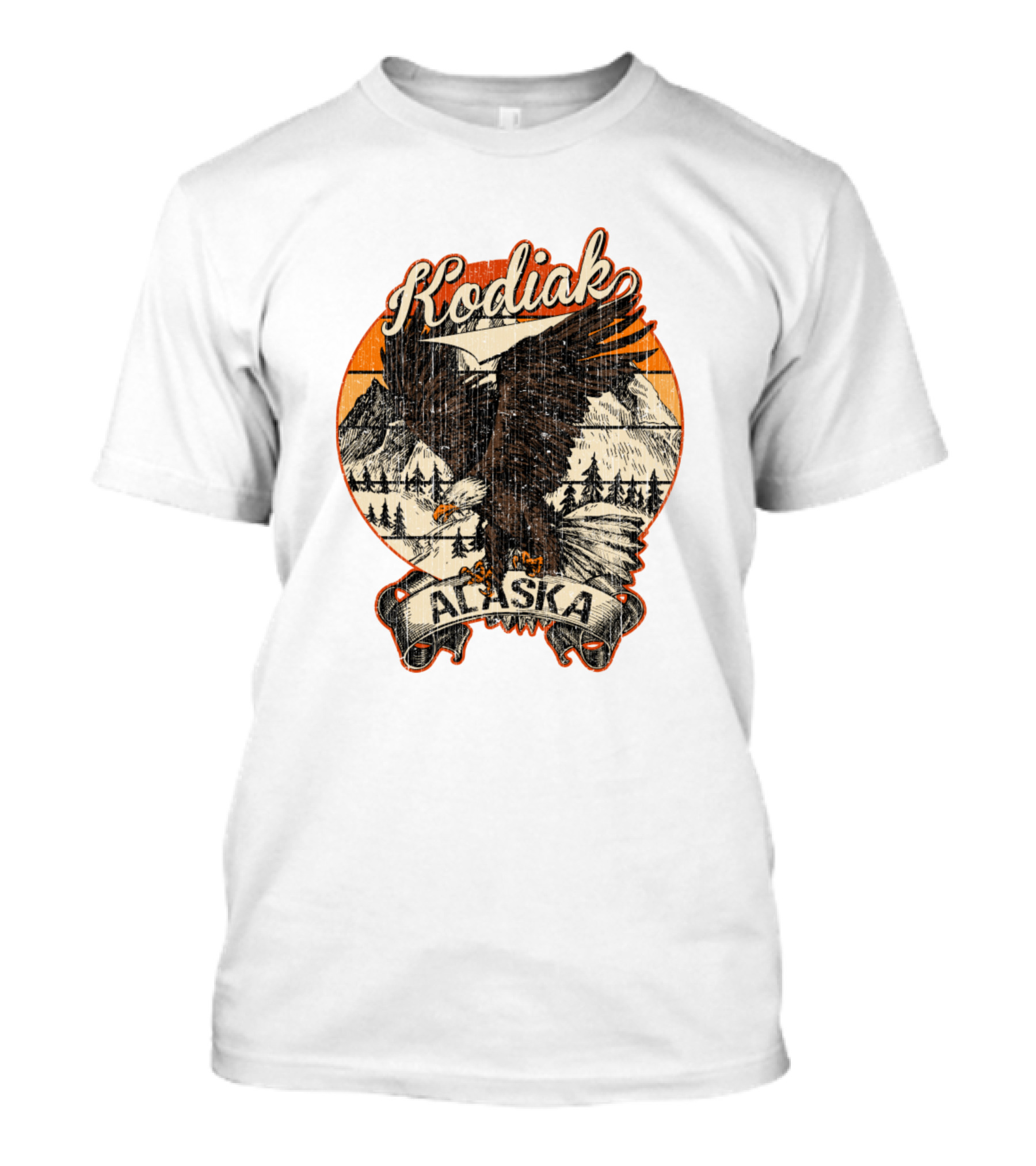 Kodiak Alaska Bald Eagle Vintage Retro Mountain Aesthetic T-Shirt