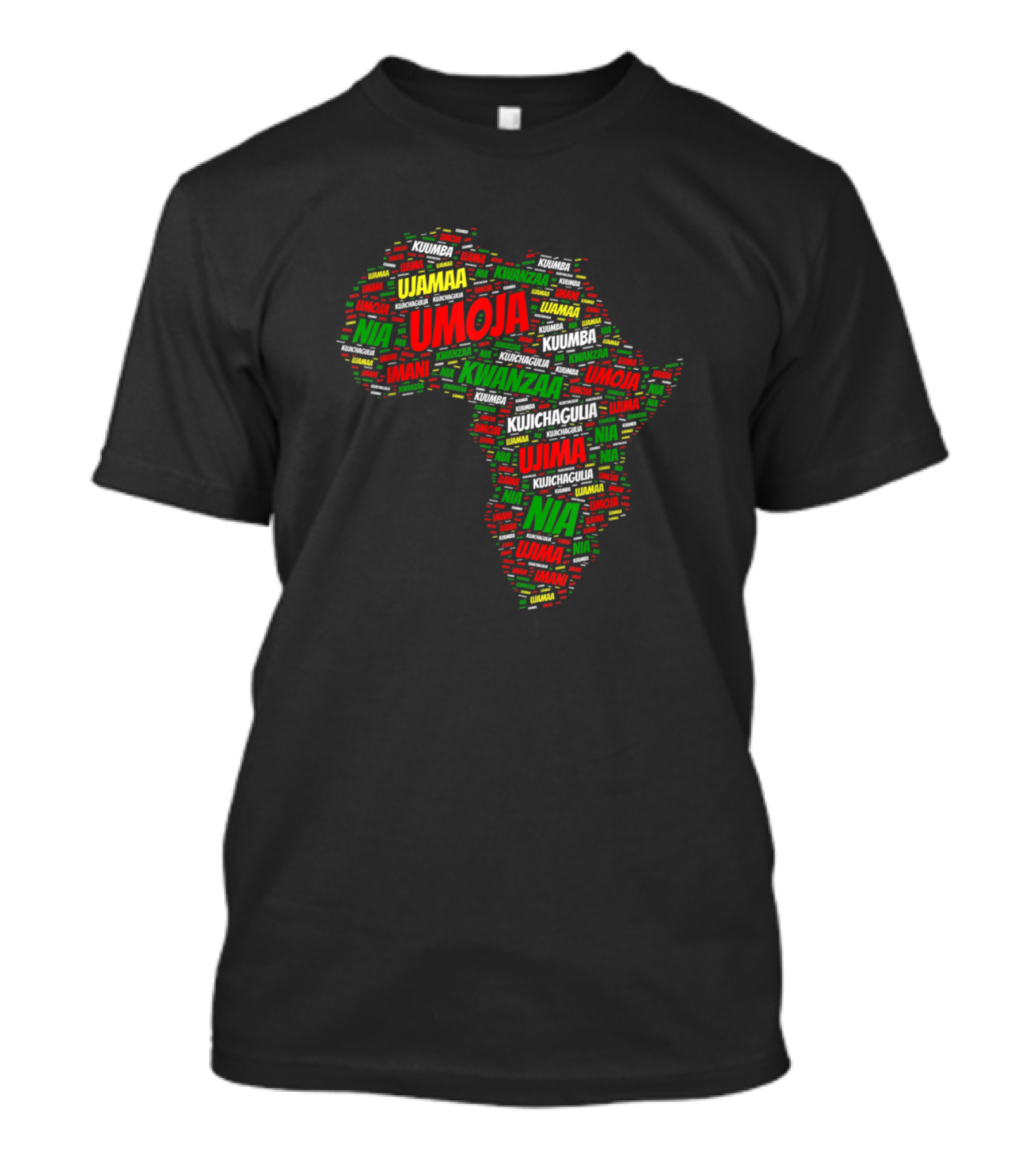 Kwanzaa Umoja Ujima African American Holiday Ados Map T-Shirt