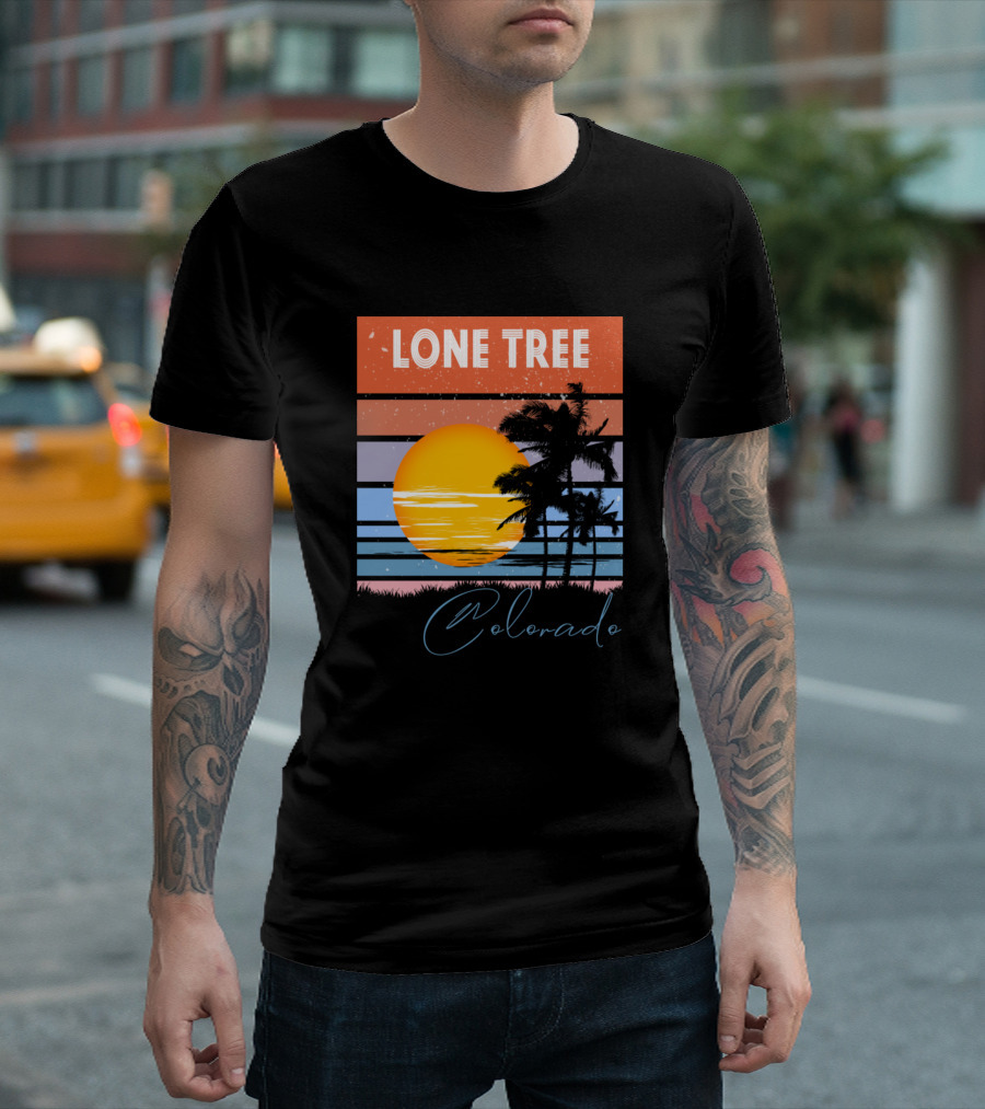 Lone Tree Colorado Sunset Retro Vintage Custom T-Shirt