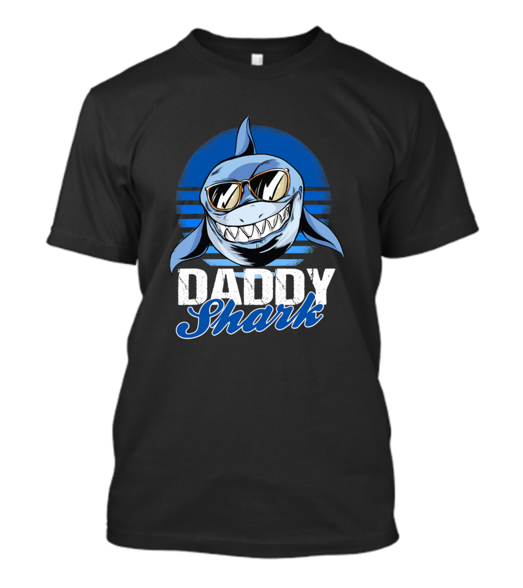 Daddy Shark Sunglasses Cool Blue Retro T-Shirt