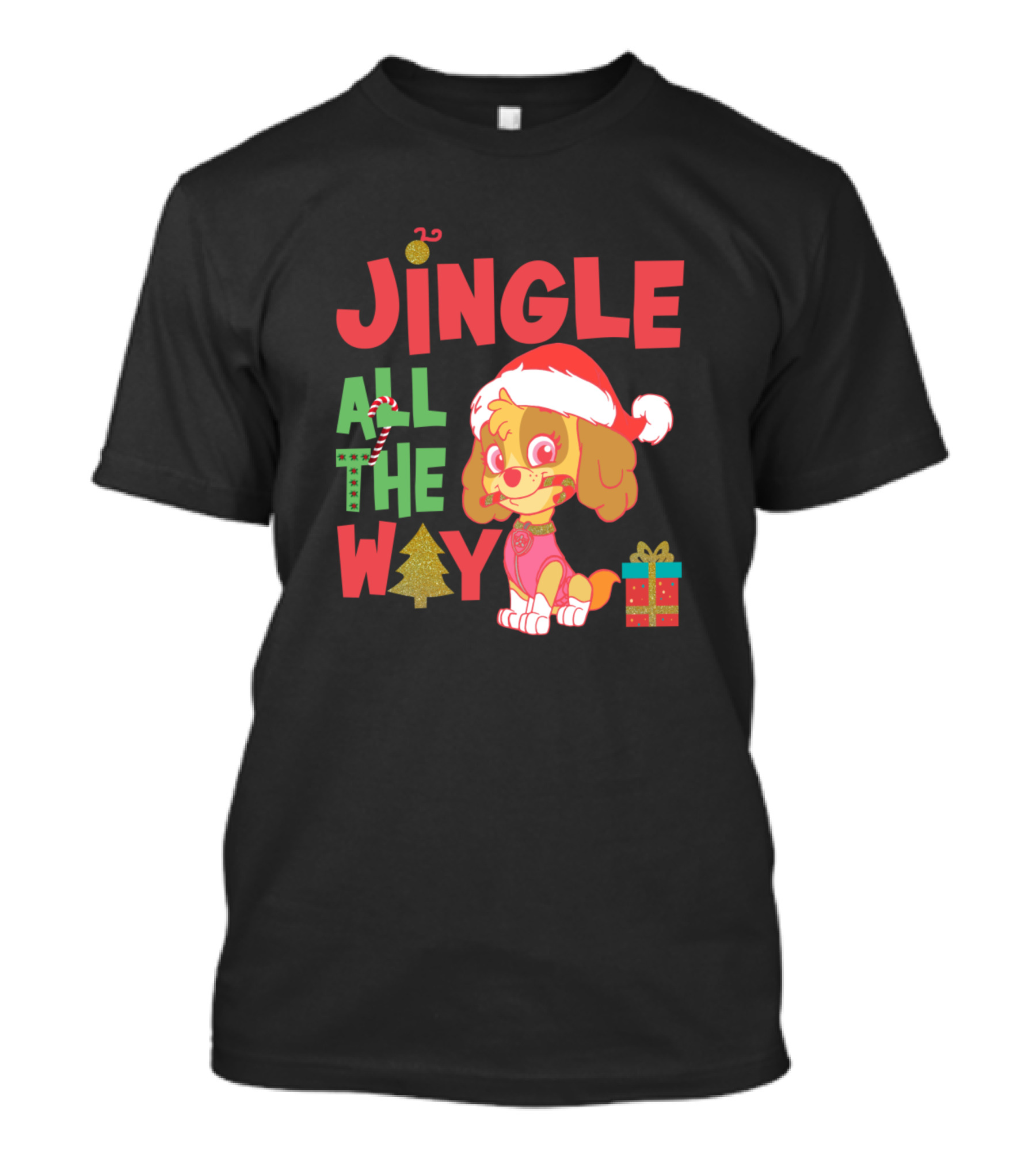 Jingle All The Way Paw Patrol Holiday Skye Santa Hat Gift T-Shirt