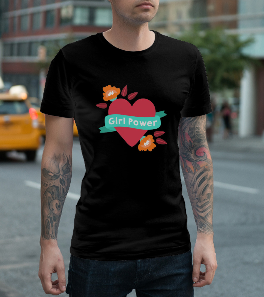 Girl Power Heart Floral T-Shirt