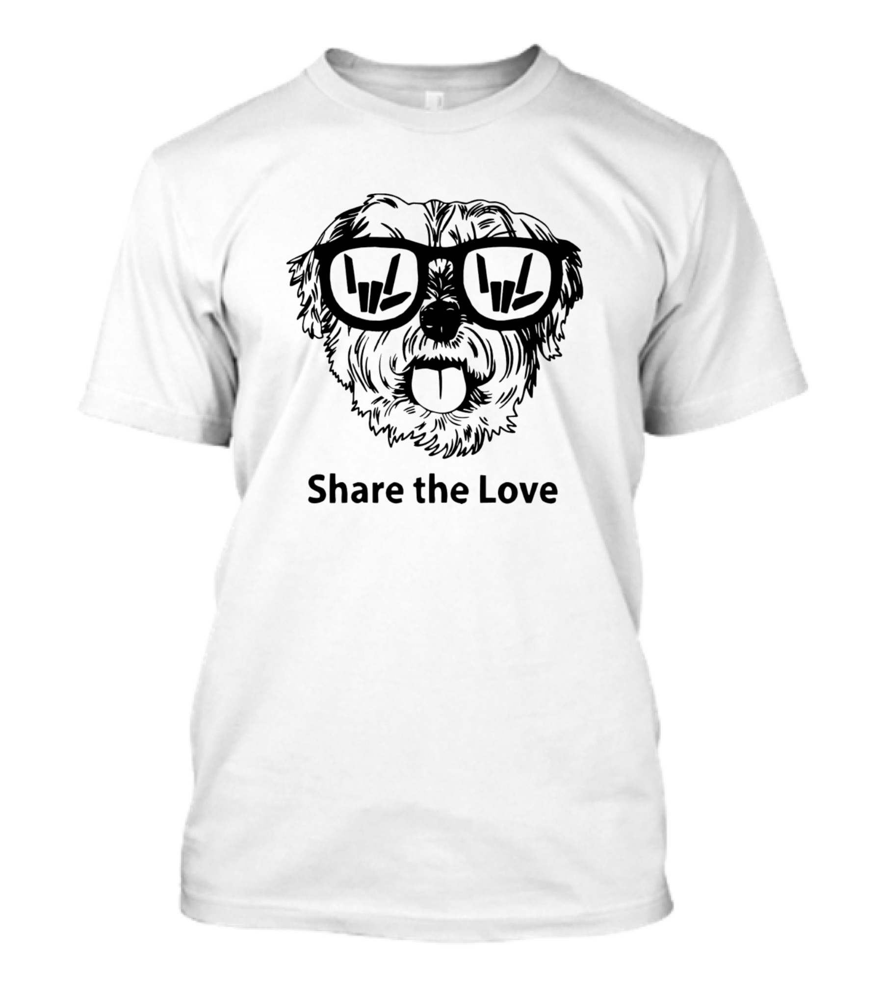 Puppy Share The Love With Sunglasses And Rock Hand Gestures T-Shirt