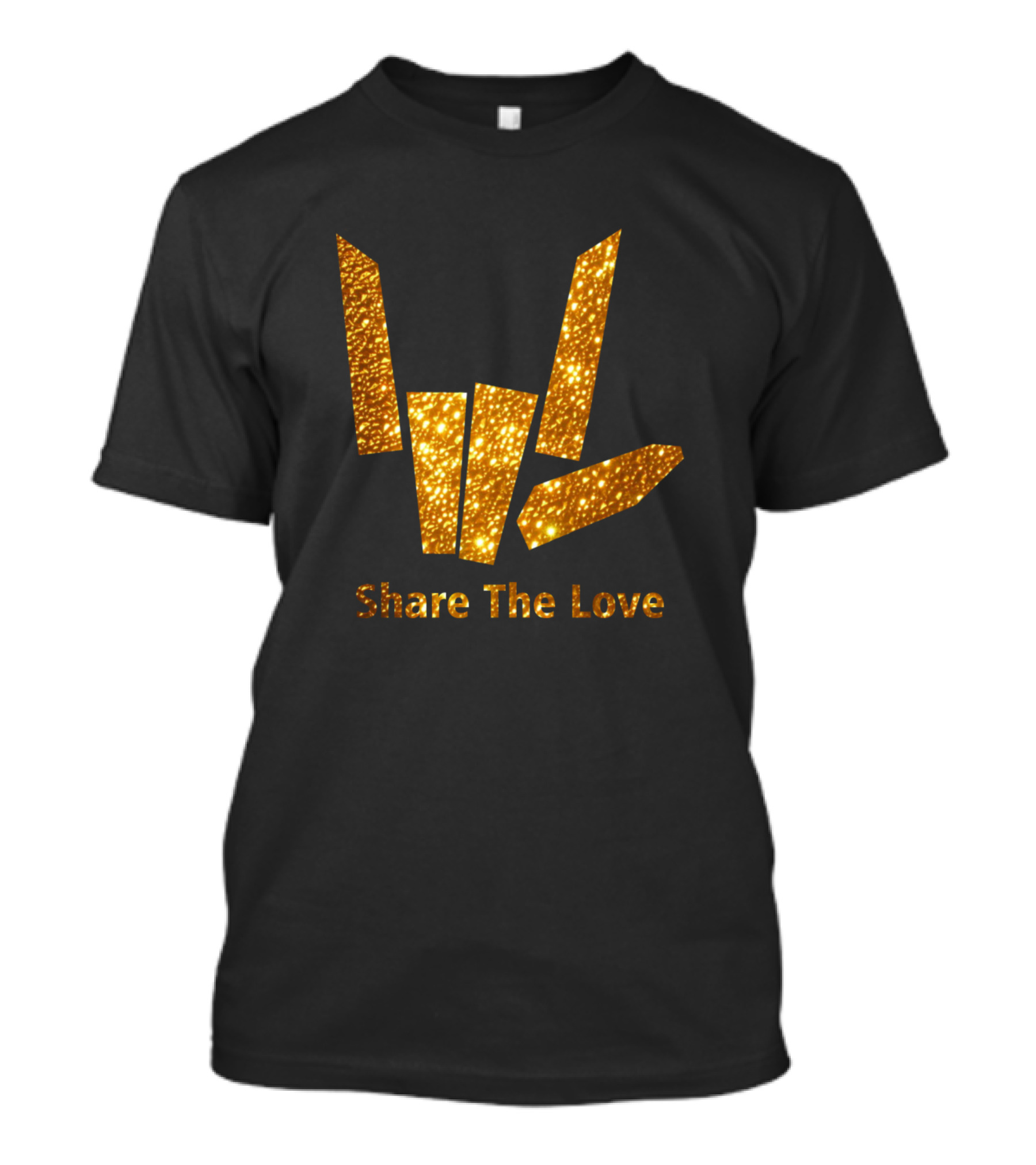 Share The Love Golden Sparkle Hand Gesture T-Shirt