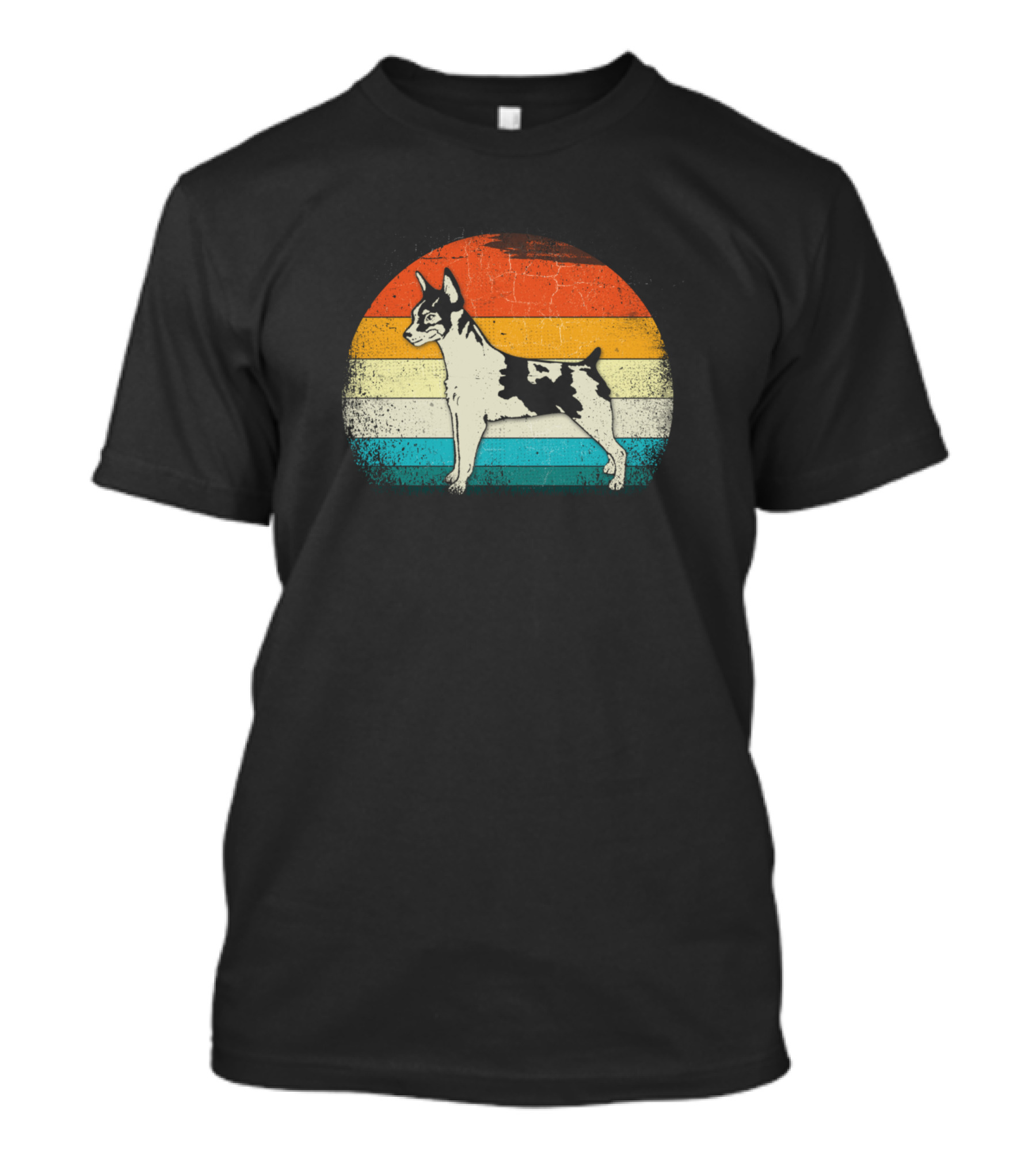 Rat Terrier Vintage Retro Stripes Dog T-Shirt