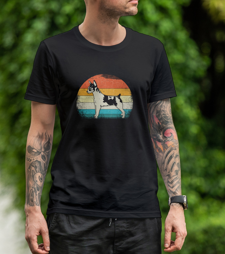 Rat Terrier Vintage Retro Stripes Dog T-Shirt