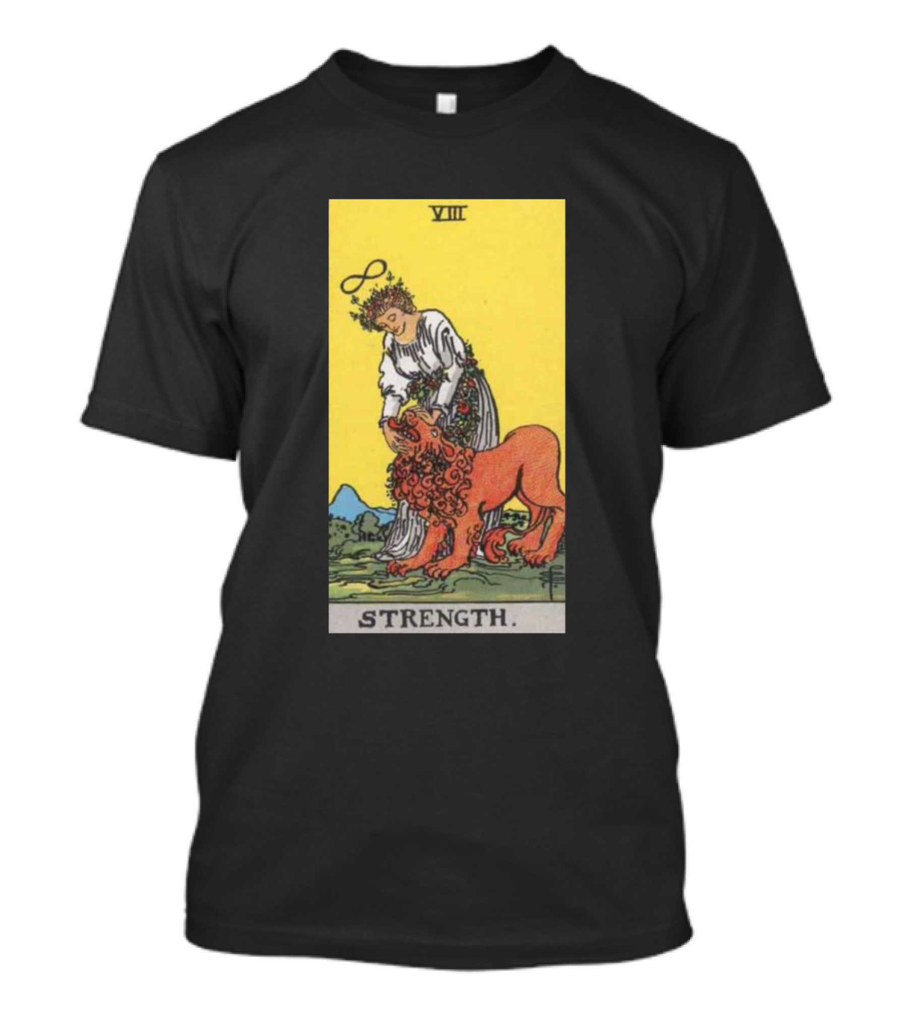 Rider Waite Tarot Card VIII Strength Infinity Symbol Woman Lion T-Shirt