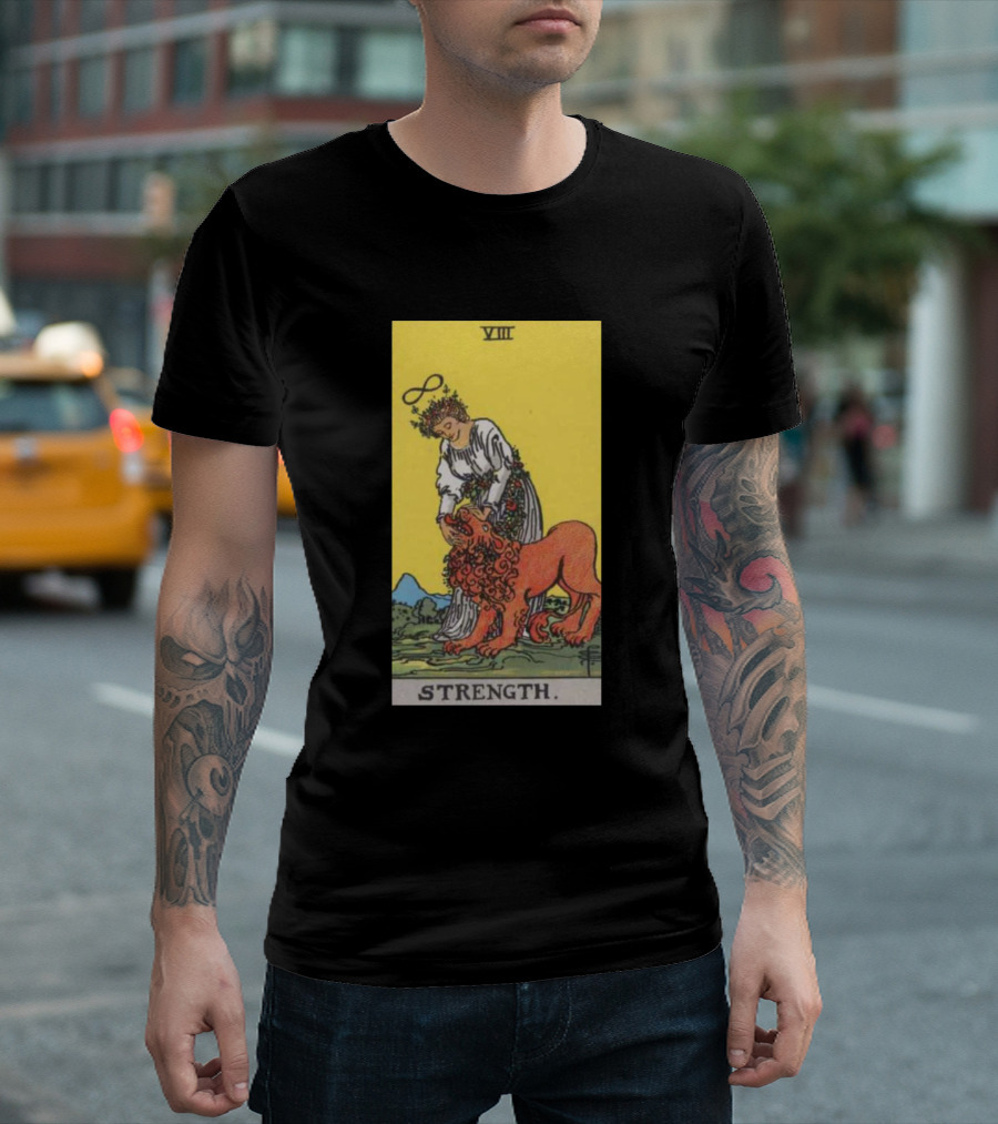 Rider Waite Tarot Card VIII Strength Infinity Symbol Woman Lion T-Shirt