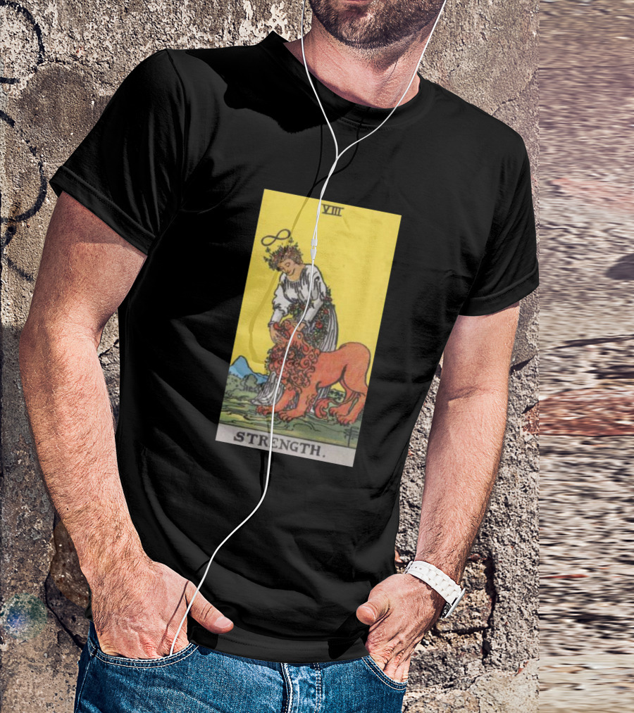 Rider Waite Tarot Card VIII Strength Infinity Symbol Woman Lion T-Shirt