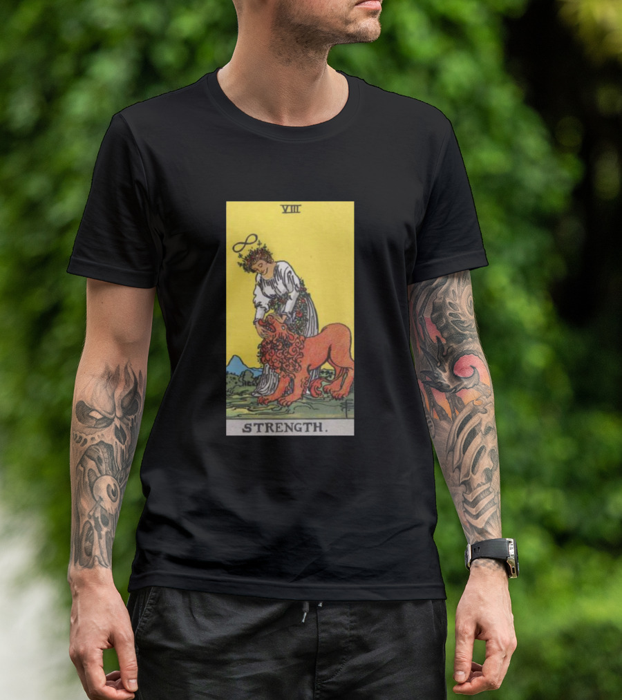 Rider Waite Tarot Card VIII Strength Infinity Symbol Woman Lion T-Shirt