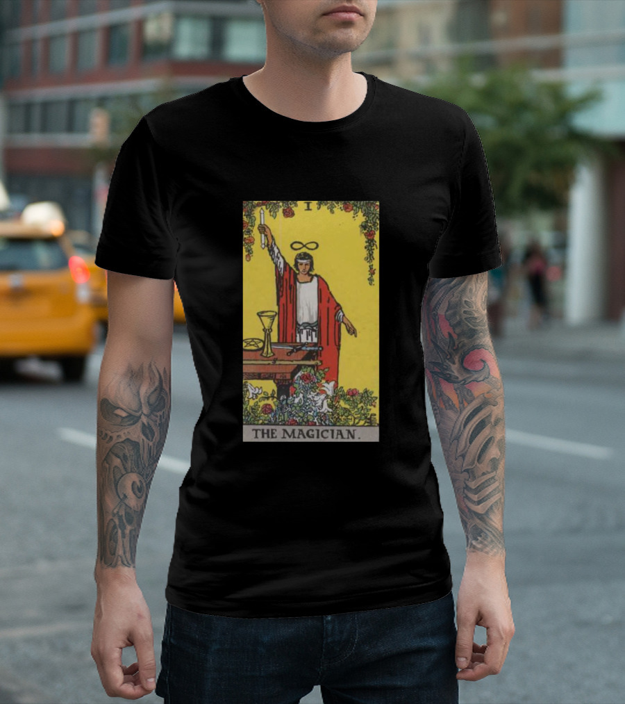 Rider Waite Tarot Card The Magician Yellow Background T-Shirt