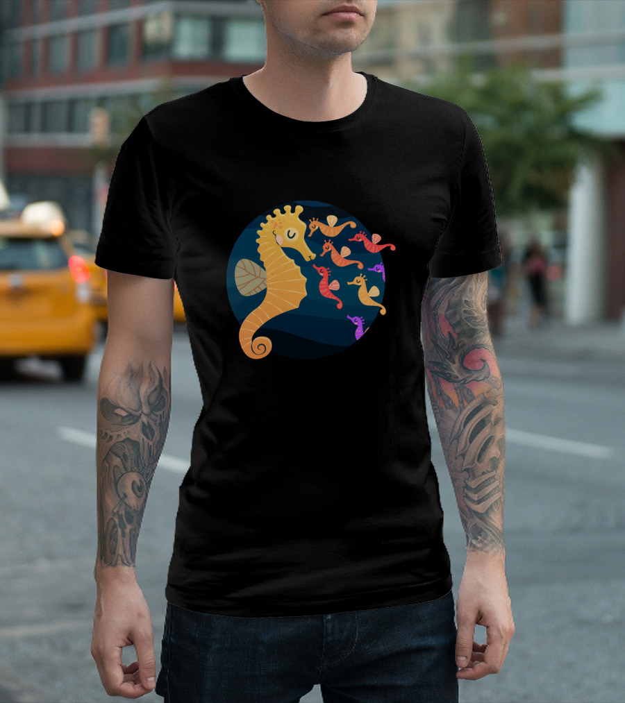 Seahorse Family 01 Ocean Sea Beach Circle T-Shirt