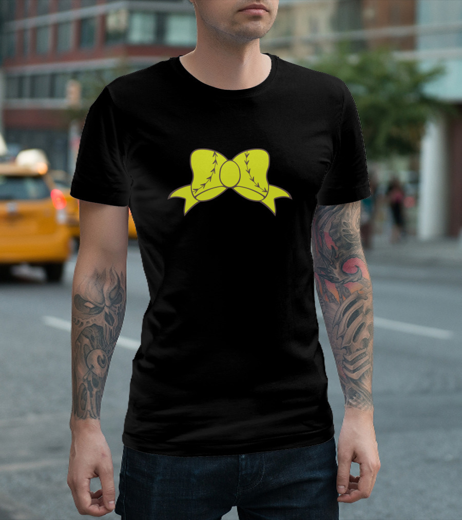 Softball Stitch Pattern Bow T-Shirt