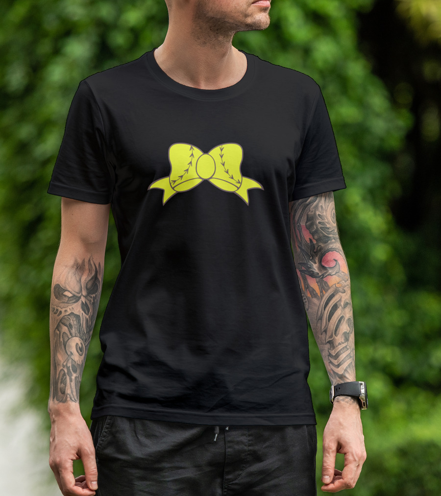 Softball Stitch Pattern Bow T-Shirt