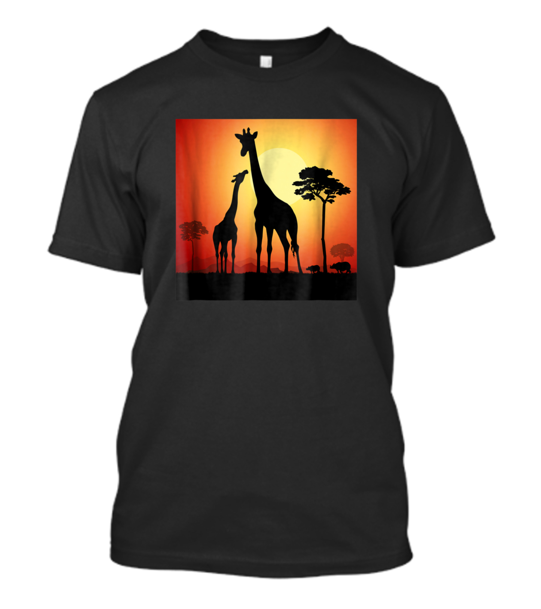 African Giraffe Safari At Sunset With Scenic T-Shirt