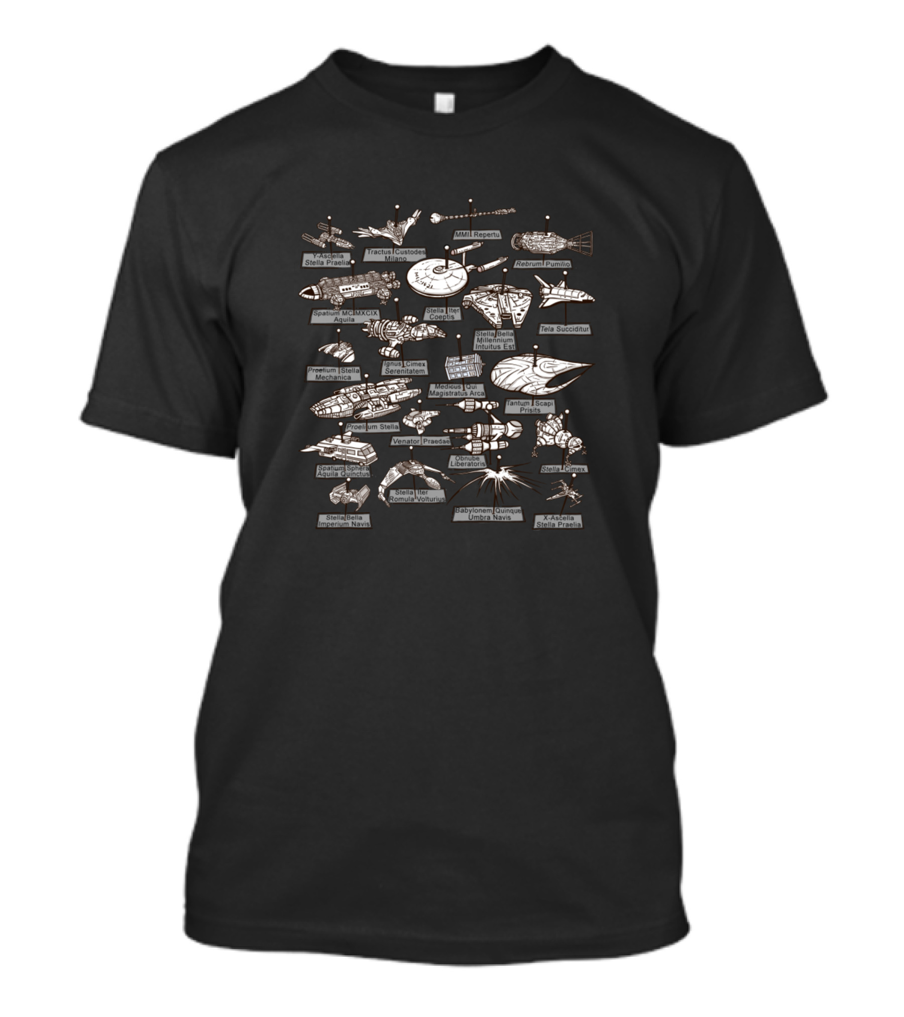 Starship Spacecraft Collection Millennium Falcon Starship Enterprise TARDIS Serenity Galactica T-Shirt