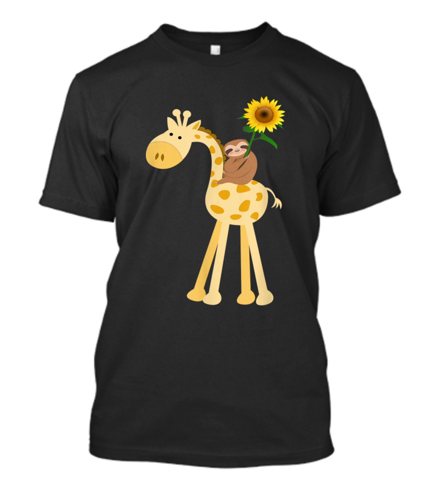 Sloth With Sunflower On Giraffe T-Shirt