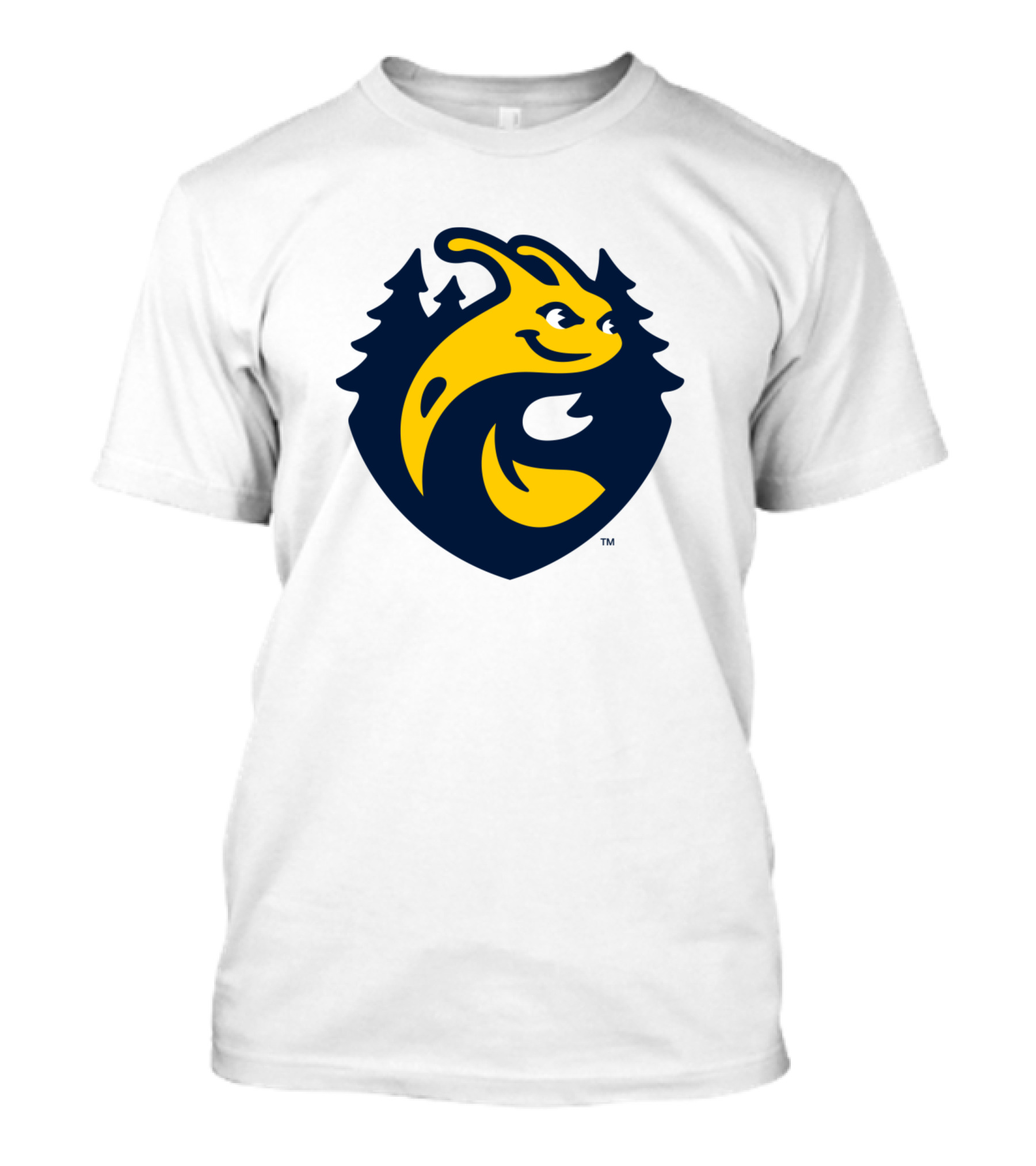 UC Santa Cruz Banana Slugs Yellow And Blue Logo With Forest Background T-Shirt