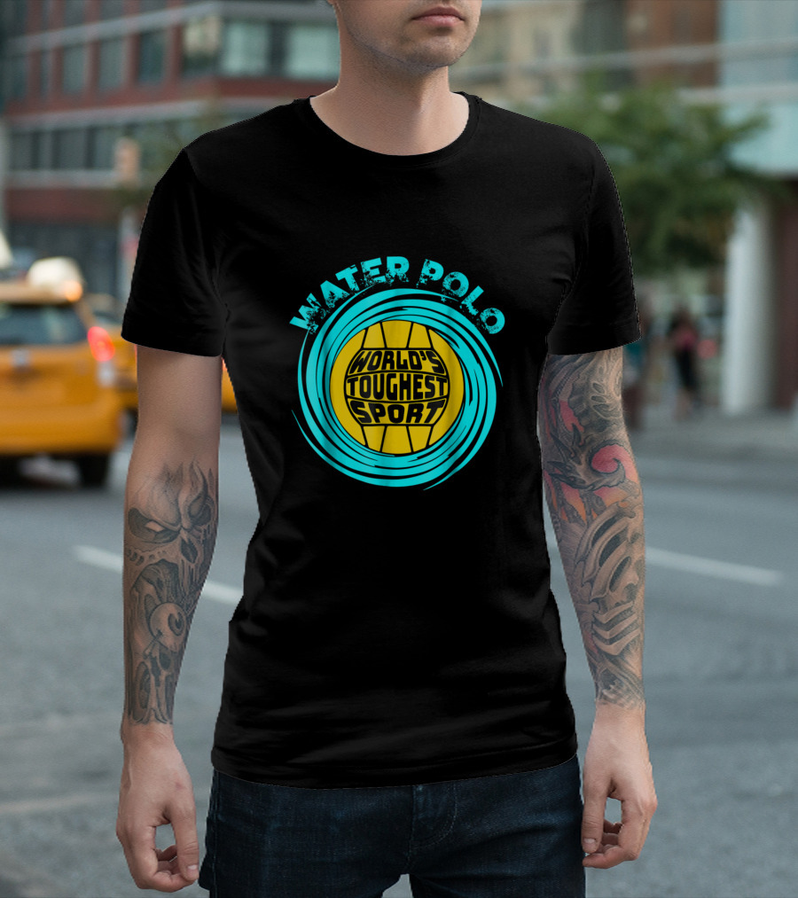 Water Polo World's Toughest Sport Ball in Blue Swirl T-Shirt