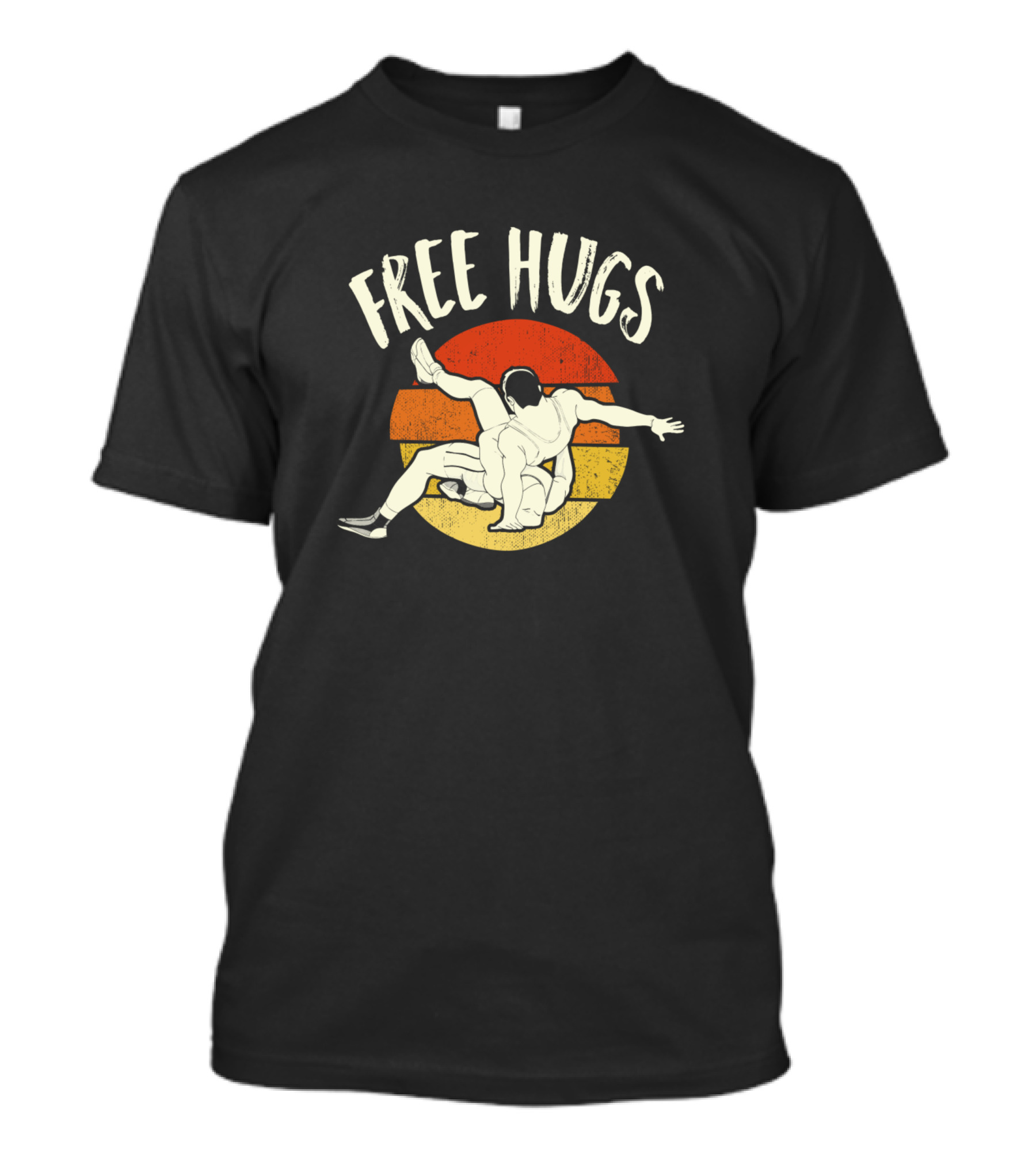 Free Hugs Wrestling Fun Wrestler Sport Sunset T-Shirt
