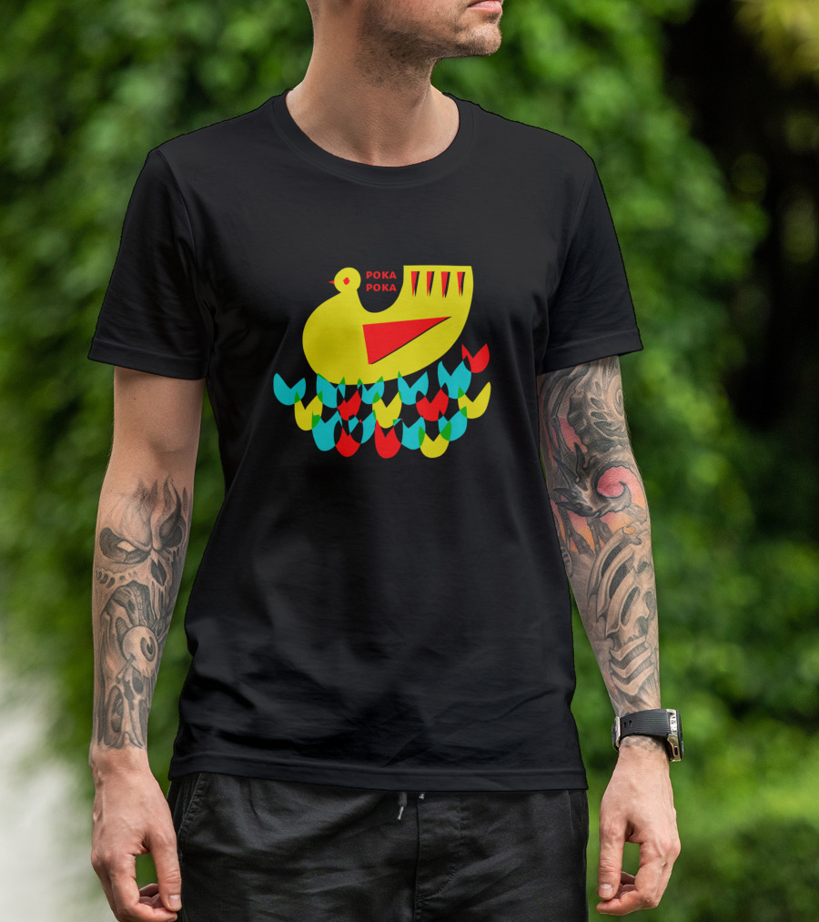 Poka Poka Yellow Bird With Colorful Leaves T-Shirt