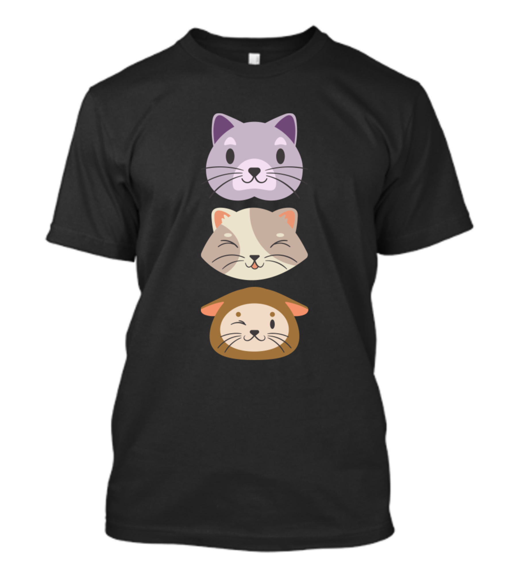3 Cute Cats Faces In A Row T-Shirt