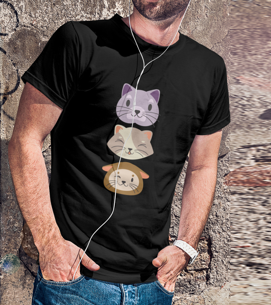 3 Cute Cats Faces In A Row T-Shirt