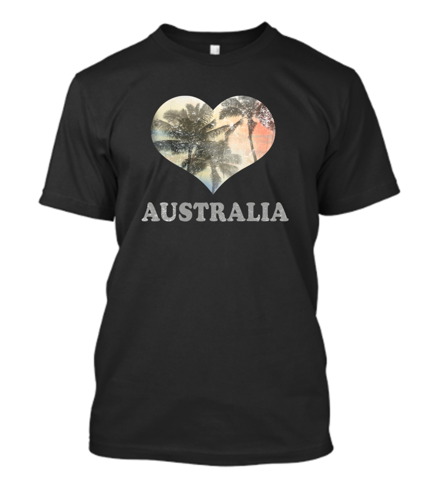 Australia Heart Beach Palm Tree Vacation Souvenir T-Shirt