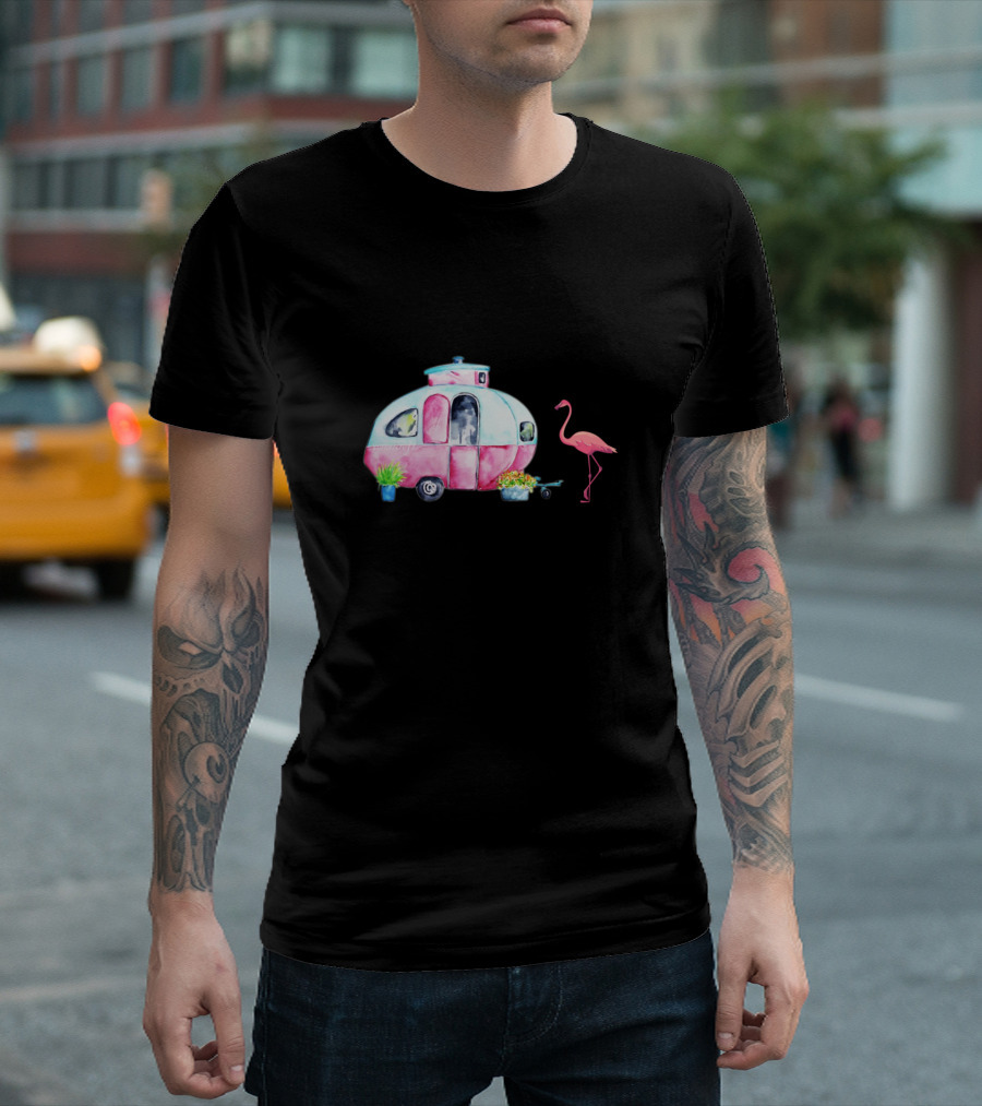 Camper Queen Classy Sassy and a Bit Smart Assy Flamingo Caravan T-Shirt