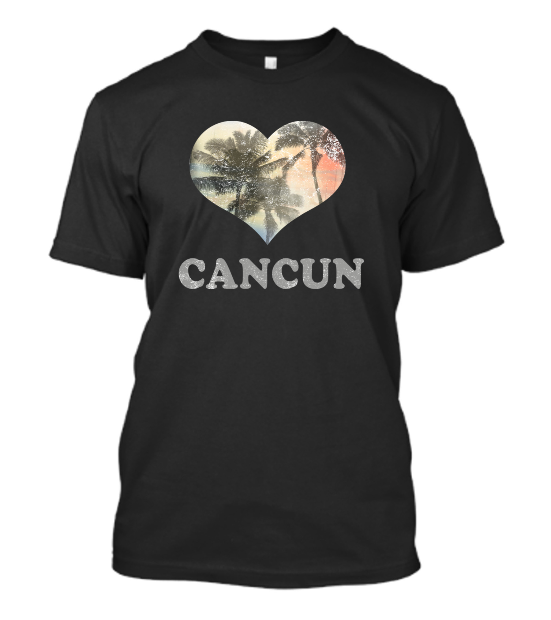 Cancun Palm Tree Heart Beach Vacation Souvenir T-Shirt