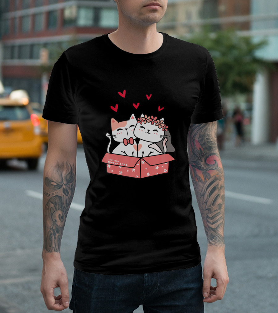 Cat Wedding Cute Lover Kitten Caution Load of Love Box T-Shirt