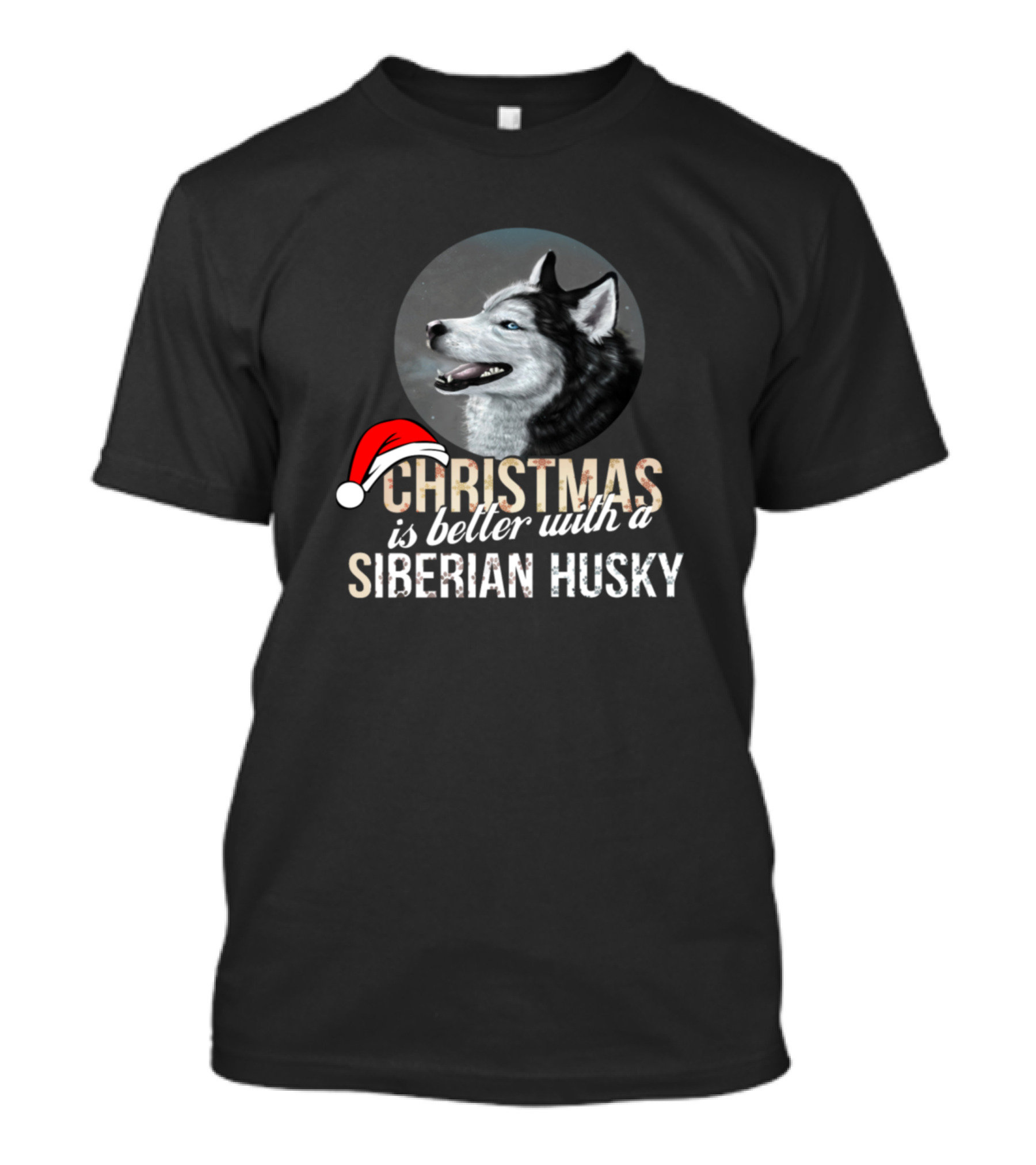 Christmas Is Better With A Siberian Husky Santa Hat Charm T-Shirt