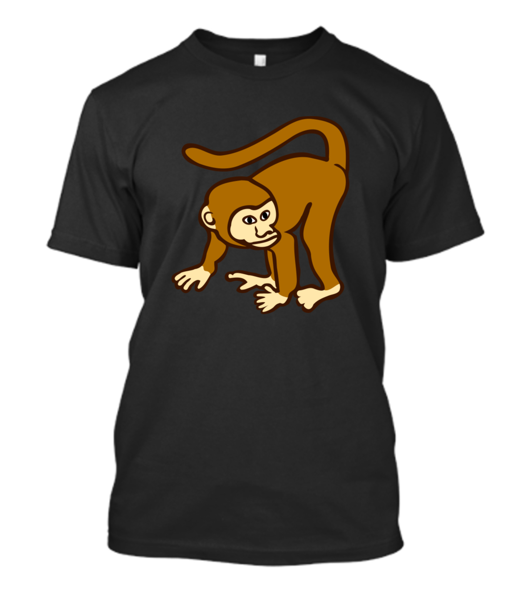 Cute Monkey Chimp Brown Cartoon Character T-Shirt